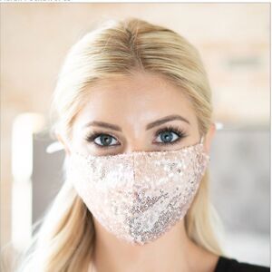 Rose Gold Glittering Sequin Adjustable Face Mask